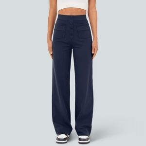 HALARA Dark Blue Buttoned Pants